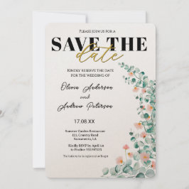 Sinaasappelbloesem bloemige save the date kaart