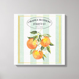 Sinaasappelbloesem - Mediterraan Citrus Label Canvas Afdruk