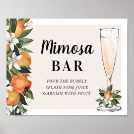 Sinaasappelbloesem Mimosa Bar Bruidsshower Bord Poster