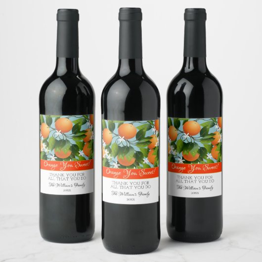 Sinaasappelbloesem Wijn Etiket (Flessen)