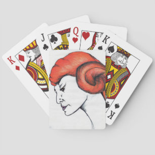 Sinaasappelblonde vrouw portret Pop Art Pokerkaarten