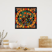 SINAASAPPELBOOM MET GROENE BLADEREN, BLOEMEN POSTER (Keuken)