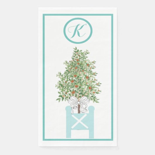 Sinaasappelboom Topiaire Chinoiserie  Papieren Gas Servet (Voorkant)