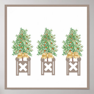 Sinaasappelboom Topiary Beige Chinoiserie  kunstpr Poster