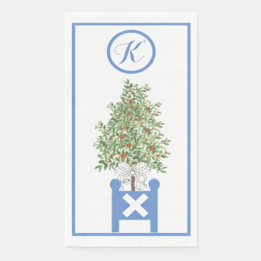 Sinaasappelboom Topiary Chinoiserie Papieren Gaste Servet (Voorkant)