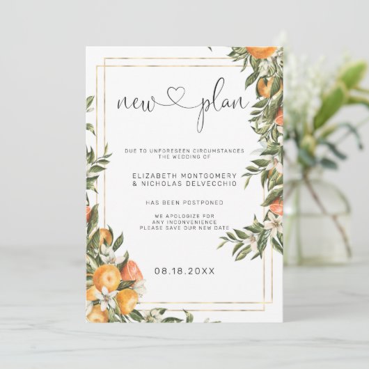 Sinaasappelboomgaard | Uitgestelde trouwkaart Kaart (Staand voorkant)