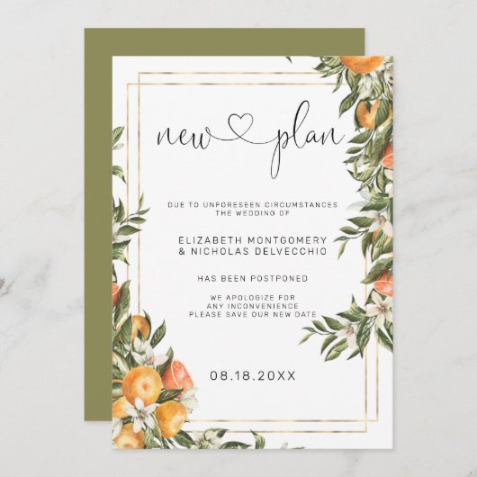 Sinaasappelboomgaard | Uitgestelde trouwkaart Kaart (Voorkant / Achterkant)