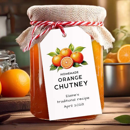 Sinaasappelchutney keuken voorraadlabel cadeaulabel