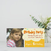 Sinaasappelen verjaardagsfeest foto uitnodiging va (Staand voorkant)