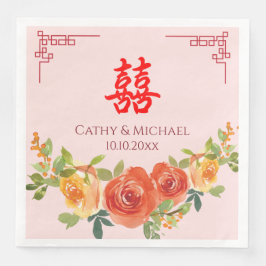 Sinaasappelgele bloemen Chinese bruiloft Servet
