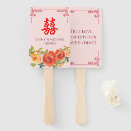 Sinaasappelgele bloemen Chinese frame bruiloft Handwaaier