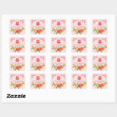 Sinaasappelgele bloemen Chinese frame bruiloft Vierkante Sticker (Vel)