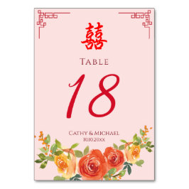 Sinaasappelgele bloemen Chinese huwelijksreceptie Kaart