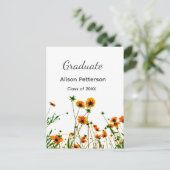 Sinaasappelgele wilde bloemen moderne graduatie ru briefkaart (Staand voorkant)