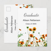 Sinaasappelgele wilde bloemen moderne graduatie ru briefkaart (Voorkant / Achterkant)