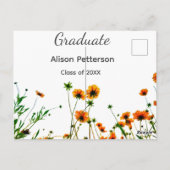 Sinaasappelgele wilde bloemen moderne graduatie ru briefkaart (Achterkant)