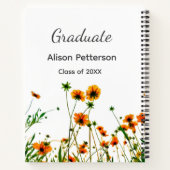 Sinaasappelgele wilde bloemen moderne graduatie ru notitieboek (Achterkant)