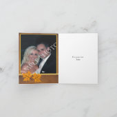 Sinaasappelige esdoornbladeren op bruine bruiloft bedankkaart (Binnen)