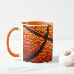 Sinaasappelige hobbelige basketbal, koffiemok mok
