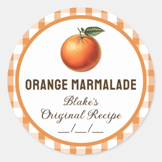 Sinaasappeljam sticker met geruit ontwerp (Voorkant)