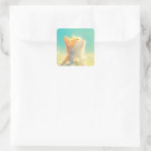 Sinaasappelkat Droomdag Vierkante Sticker (Tas)