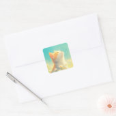 Sinaasappelkat Droomdag Vierkante Sticker (Envelop)
