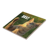 Sinaasappelkat zegt hallo! tegeltje (Zijkant)