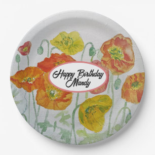 Sinaasappelklaproos bloem motief papier feestbord papieren bordje