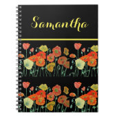 Sinaasappelklaproos bloemen bloem zwart notitieboe notitieboek (Voorkant)