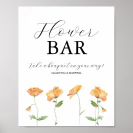Sinaasappelklaprozen Huwelijks Bloemen Bar Borden Poster