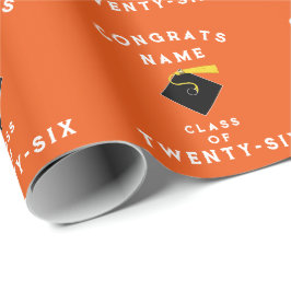Sinaasappelkleurig Afstudeergeschenk 2026 Cadeaupapier