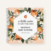 Sinaasappelkleurig gastboek voor baby shower met k notitieboek (Voorkant)