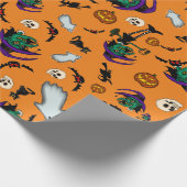 Sinaasappelkleurig Halloween Inpakpapier (Hoek)