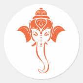 Sinaasappelkleurig Hindoe-feest Ganesh | Indiase G Ronde Sticker (Voorkant)