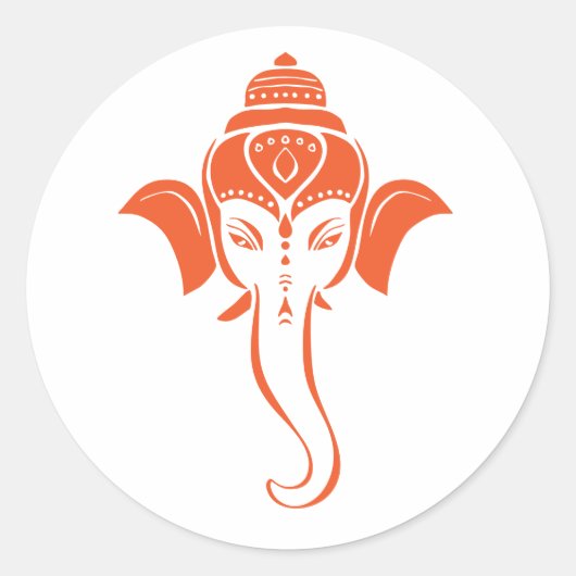 Sinaasappelkleurig Hindoe-feest Ganesh | Indiase G Ronde Sticker (Voorkant)