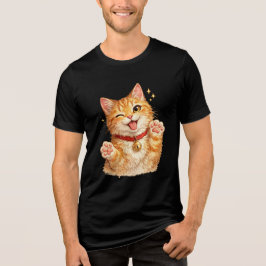 Sinaasappelkleurig kat waterverf T-shirt