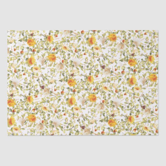 Sinaasappelkleurig Rozen Victoriaans Geïnspireerd  Tissuepapier (Voorkant)