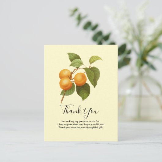 Sinaasappelkleurige abrikozen watercolor bedankje  briefkaart (Staand voorkant)