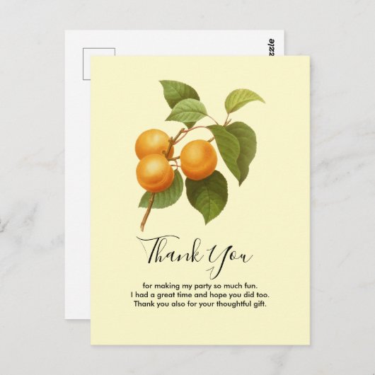 Sinaasappelkleurige abrikozen watercolor bedankje briefkaart (Voorkant / Achterkant)