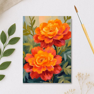 Sinaasappelkleurige Afgodenbloemen Watercolor Bota Briefkaart