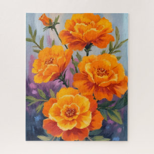Sinaasappelkleurige Afrikaantjes October Bloem W Legpuzzel
