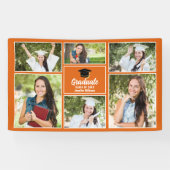 Sinaasappelkleurige afstudeerfoto-collage afstudee spandoek (Horizontaal)