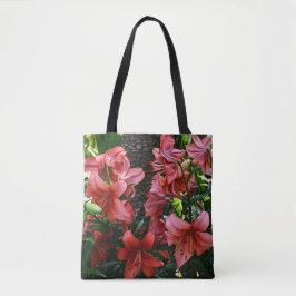 Sinaasappelkleurige Aziatische lelies bloemmotief Tote Bag
