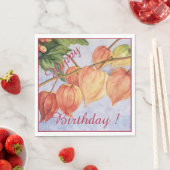 Sinaasappelkleurige Chinese Lantaarn Bloemen Feest Servet (Insitu)