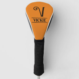 Sinaasappelkleurige gegolfde hoofdhoes met monogra golfheadcover