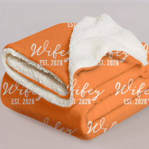 Sinaasappelkleurige Mr & Mrs dekengedrag voor pasg Sherpa Deken