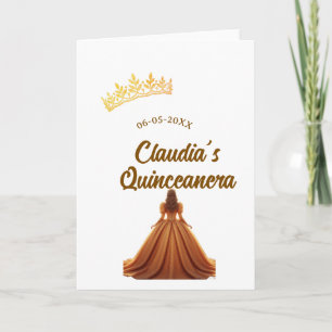 Sinaasappelkleurige quinceanera prinses kroon verj kaart
