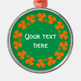 Sinaasappelkleurige Shamrocks Rand Voeg Tekst Toe Metalen Ornament
