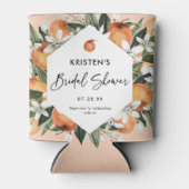 Sinaasappelkleurige snoezige citrus bruiloft favor blikjeskoeler (Voorkant)