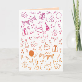 Sinaasappeloranje En Fuchsiaroze Feestkaart Kaart